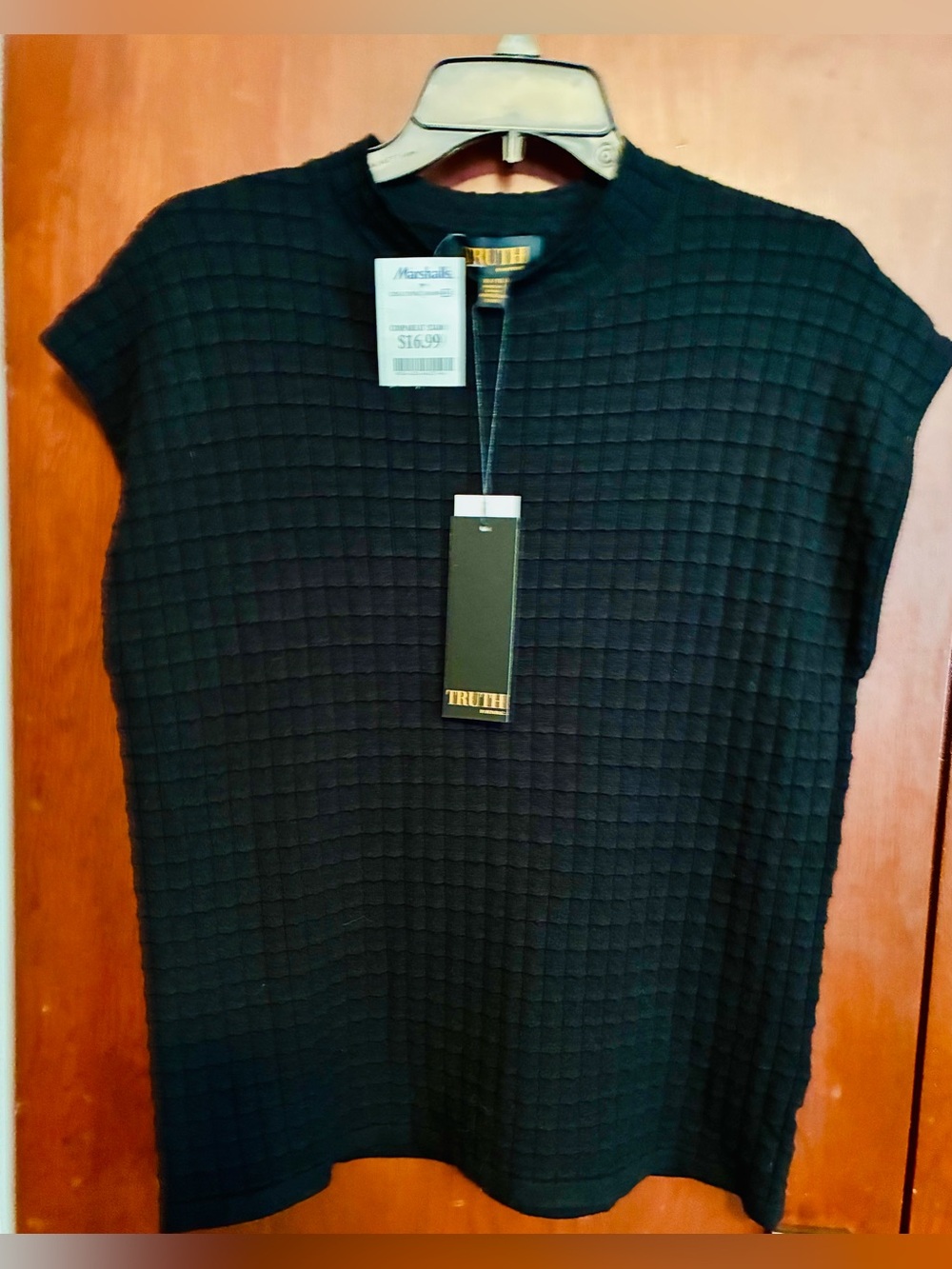 Truth Black Textured Short Sleeve Knit Top